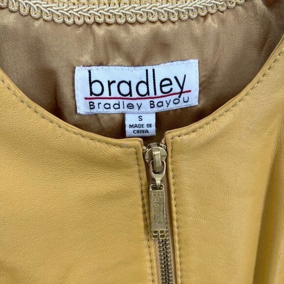 Vintage Bradley Bayou Butter Yellow Leather Jacket with Zipper‎ accents Size S - Picture 4 of 14